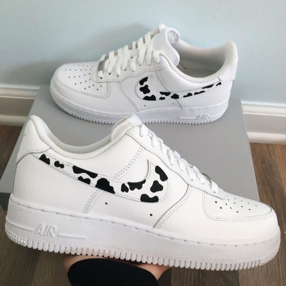 Customized cow print Nike Air Force ones